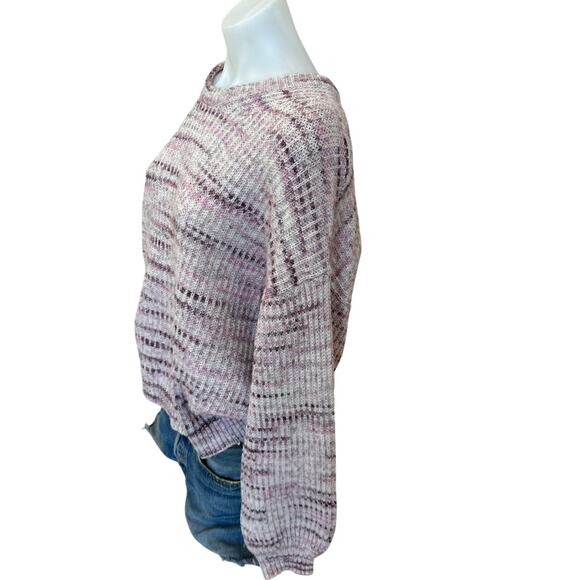 Splendid Purple Oversized Sweater LARGE Space Dye Soft Wool Crew Designer $178 - Picture 6 of 8